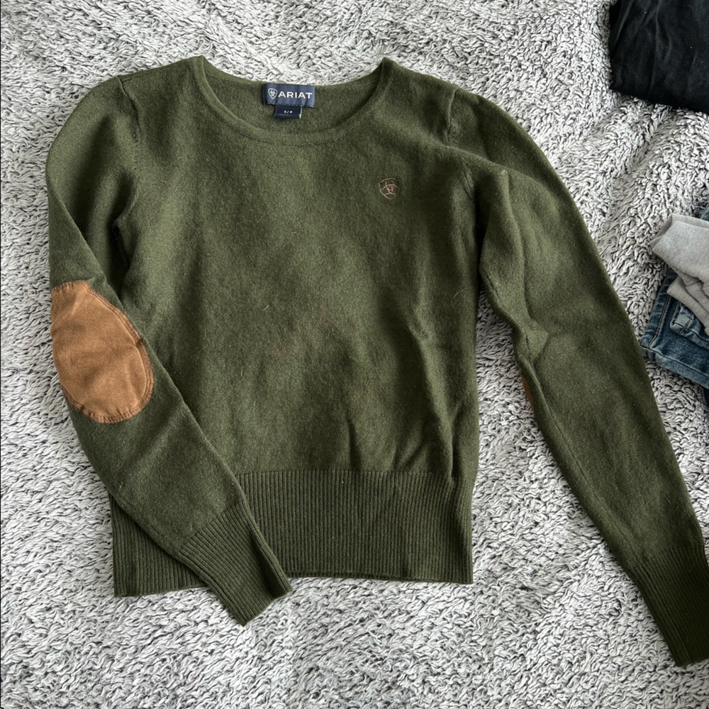 Green Ariat Sweater with Elbow Patches